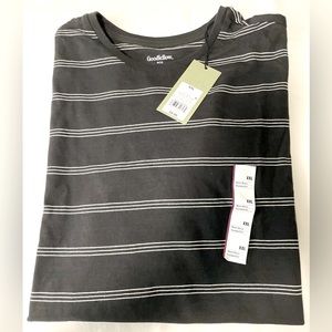 Goodfellow &CO charcoal black white striped T-shirt Men’s XXL